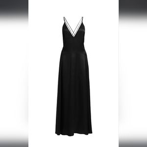 NEW SLEEPING WITH JACQUES Freudian Slip Open Back Silk Maxi Dress Black US 2